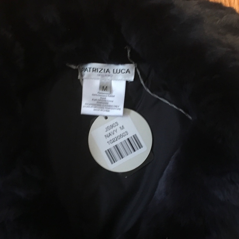 Navy Blue Rabbit Fur Vest - Picture 5 of 5